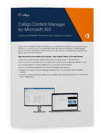Colligo Content Manager for Microsoft 365 Feature Sheet Cover. Image