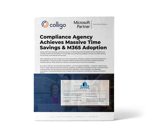 Compliance Agency Achieves Massive Time Savings & M365 Adoption Cover. Case study image